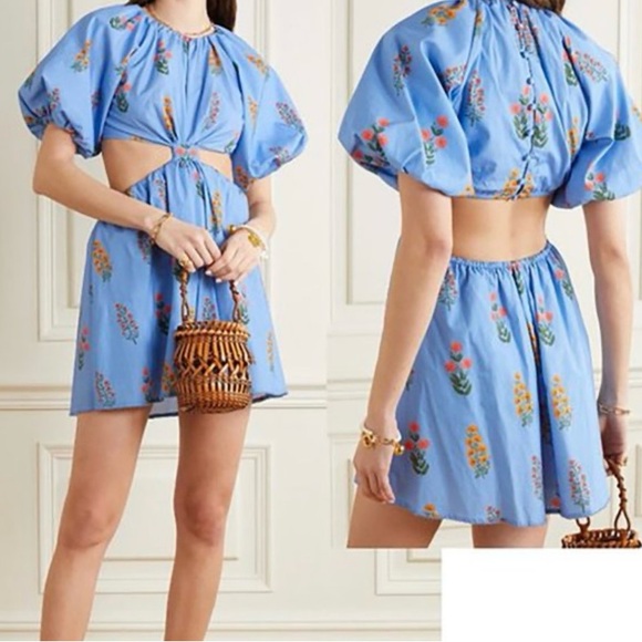 AGUA BENDITA Blue Floral Mini Dress Size M - Picture 1 of 4